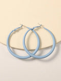 1pair European And American Style Simple Geometric Round Open Painted Hoop Earrings For Women