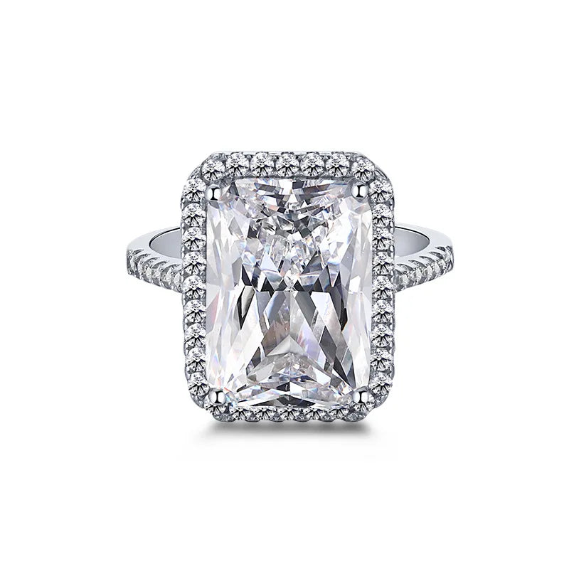 Beautiful classic 925 sterling silver square moissanite ring