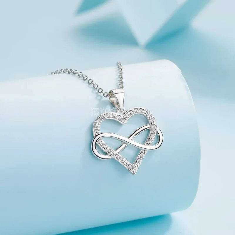 Elegant 925 Sterling Silver Zircon Women Round Pendant Necklace
