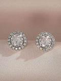 Classic Oval Black Cubic Zirconia Stud Earrings For Women