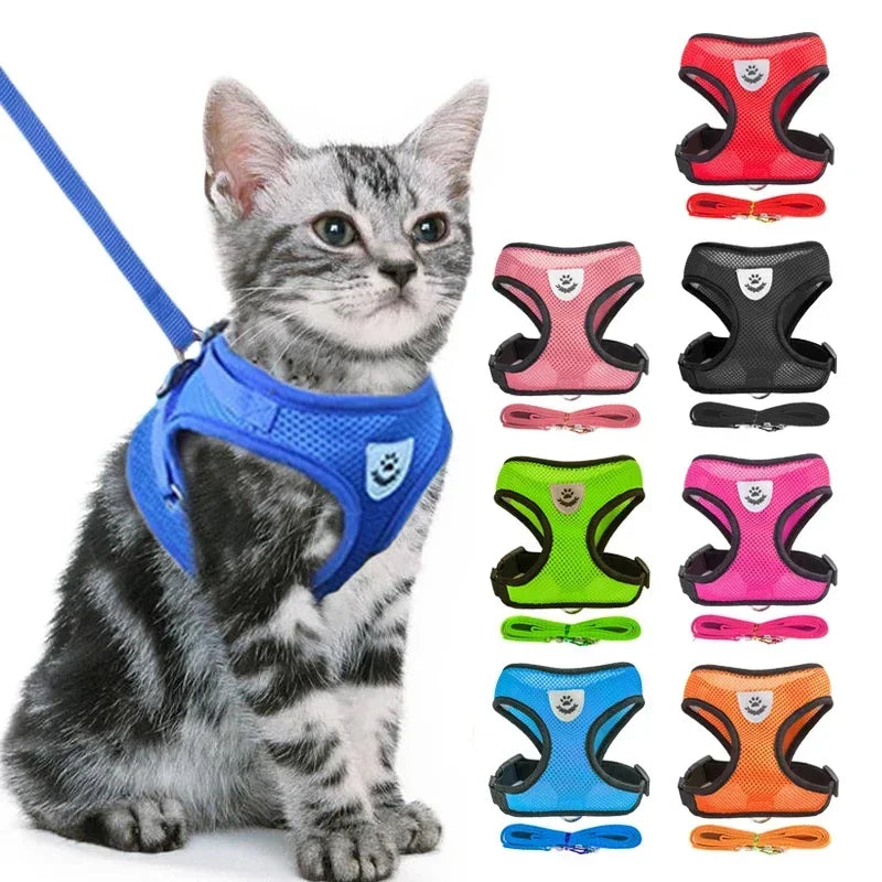 Cat Harness Vest Walking Lead Leash For Puppy Dogs Collar Polyester Adjustable Mesh Dog Harness
