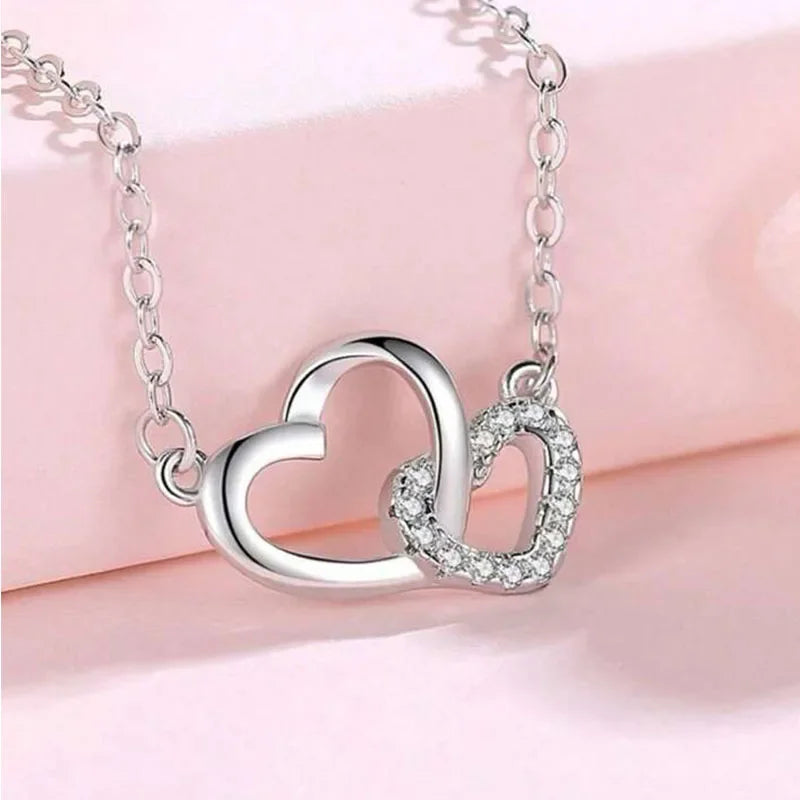 New Fashion Simple Silver Color Love Heart Pendant Necklace