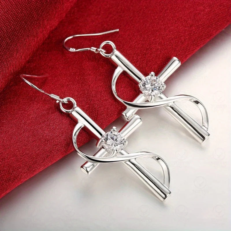 Elegant cross drop earring, luxury, exquisite and high quality