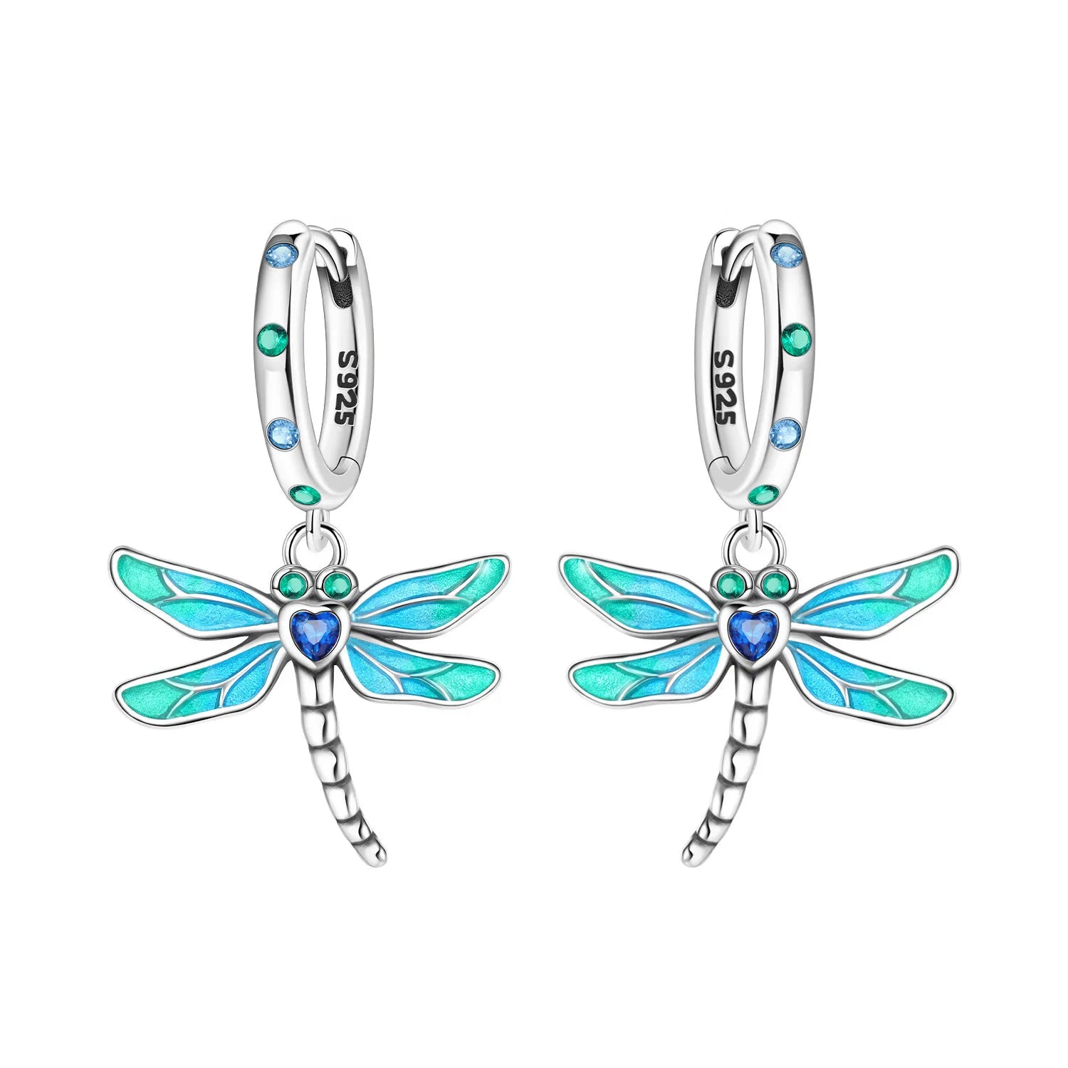 Original S925 Sterling Silver Zirconia Butterfly Gradient Dragonfly Earrings