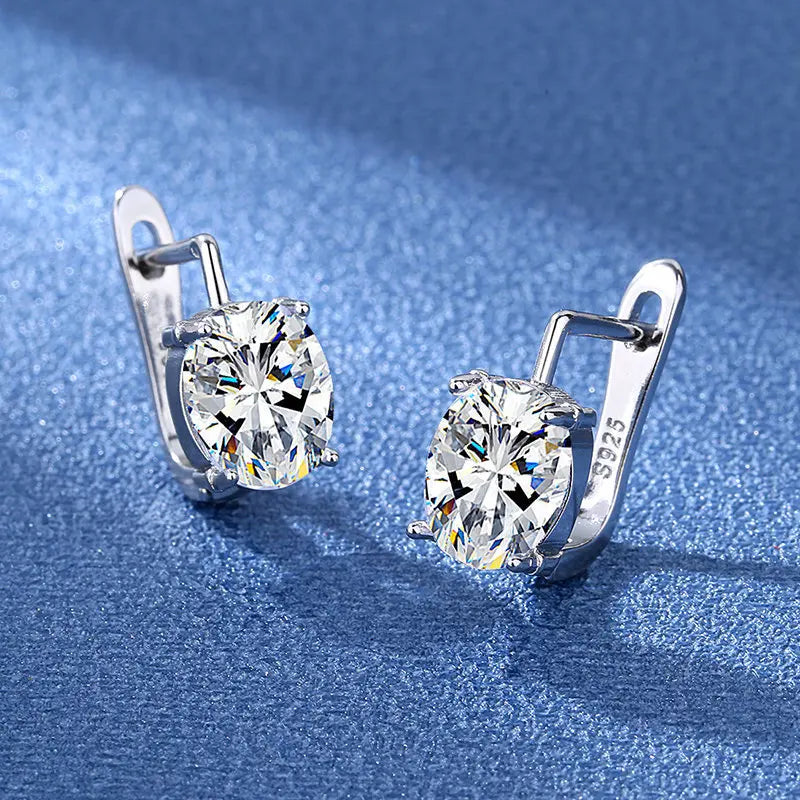 Luxury 925 Sterling Silver Earrings  High Quality White Zircon Earrings