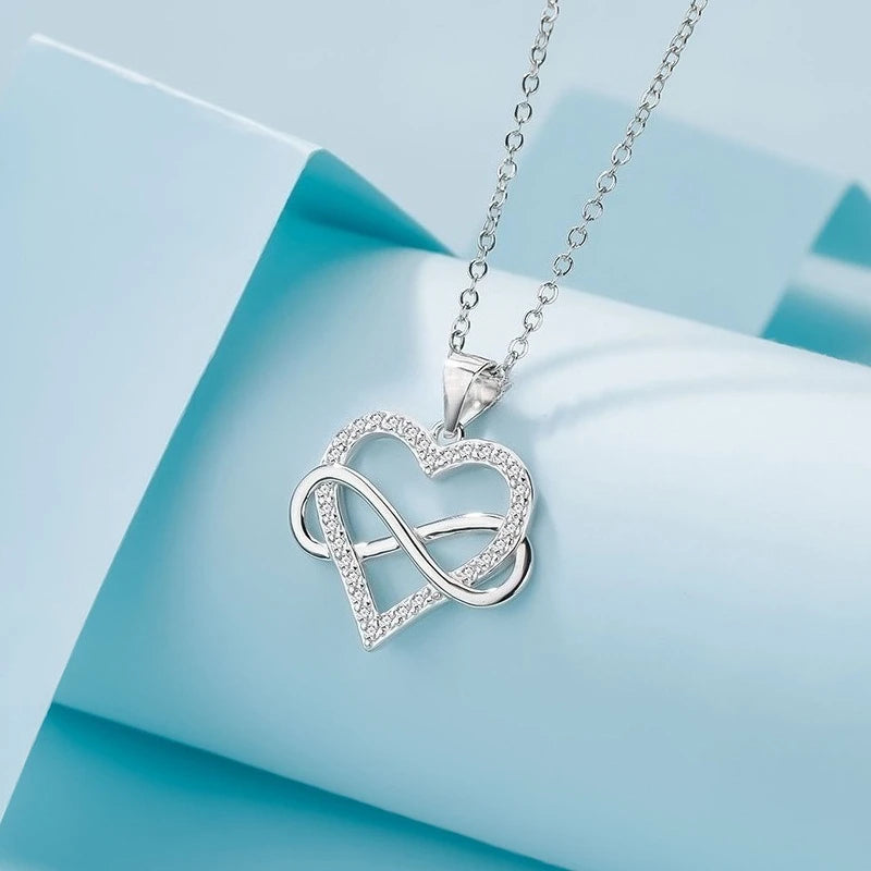 Elegant 925 Sterling Silver Zircon Women Round Pendant Necklace