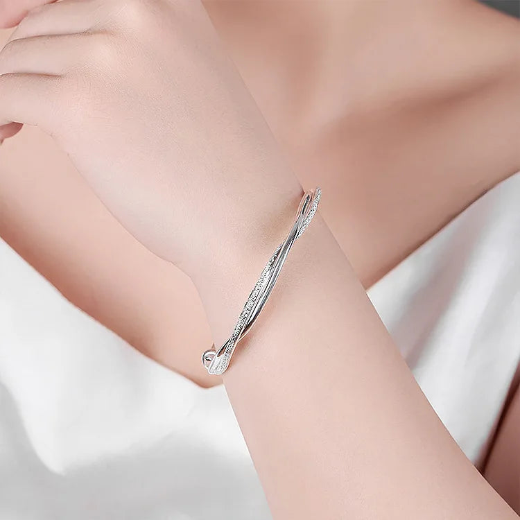 Beautiful 925 sterling silver original pretty weave bracelets for women Adjustable size