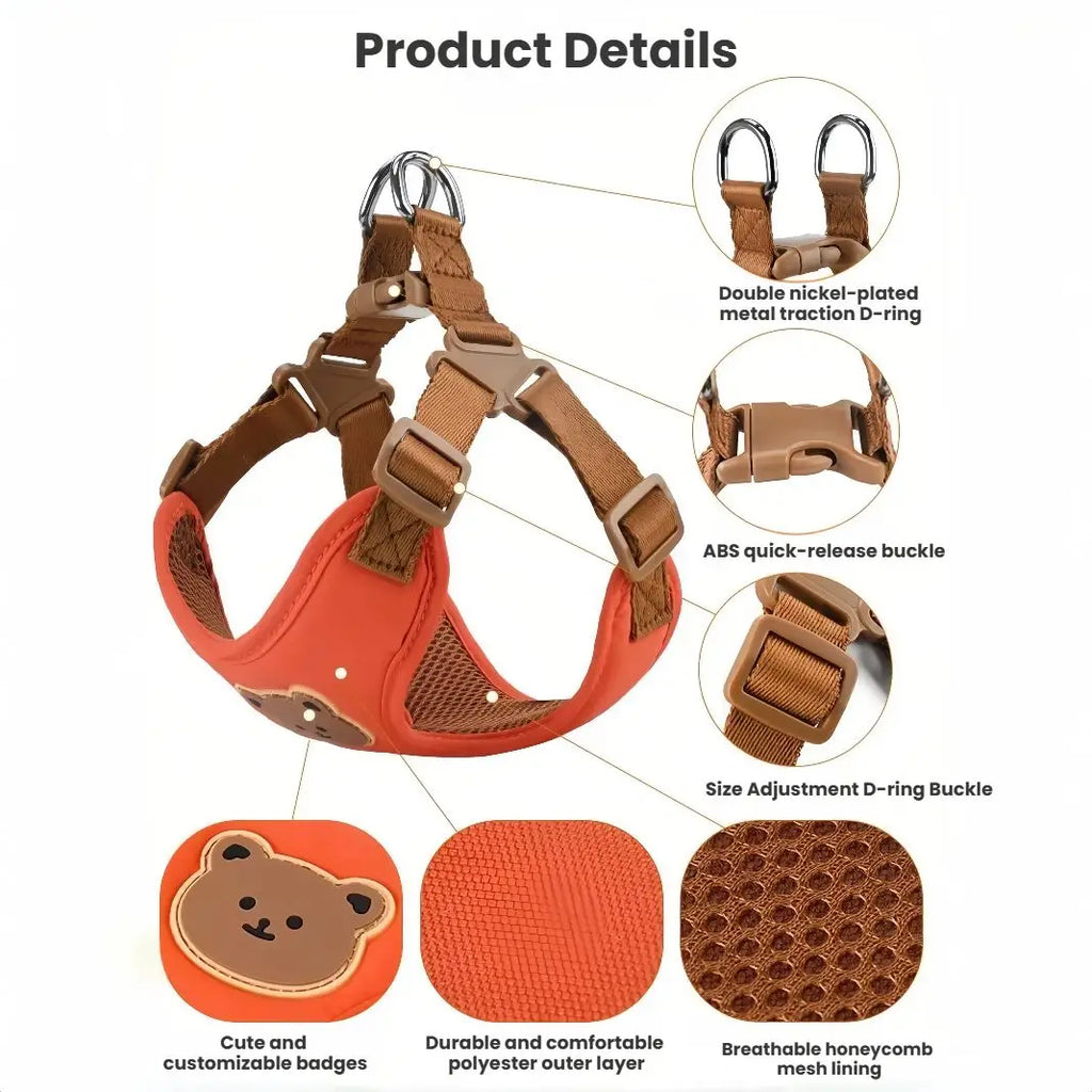 Dog Harness Leash Set Small Medium Dog Cat Vest Breathable