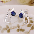 Elegant 925 Sterling Silver  blue zircon crystal earrings for women