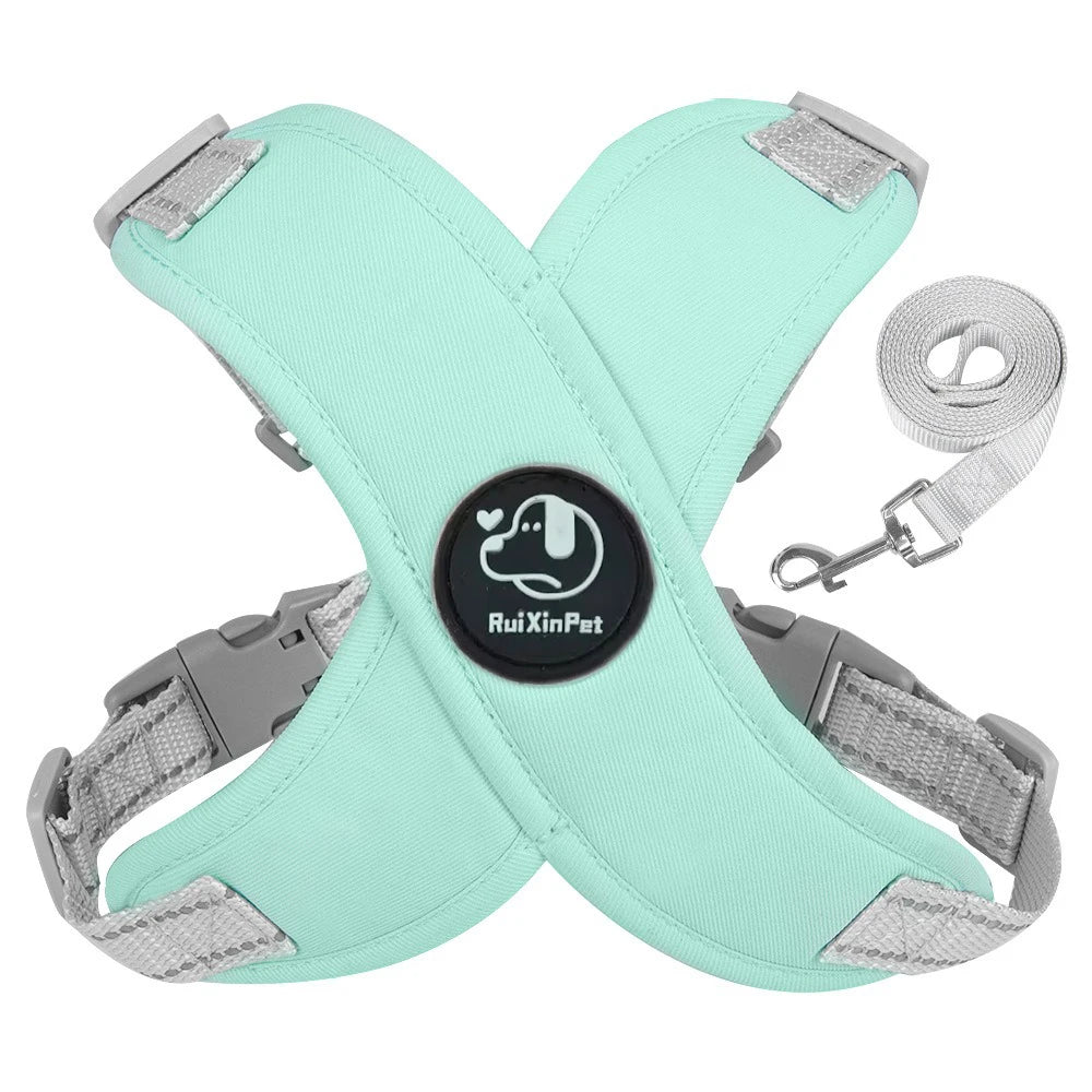Dog Harness Leash Set Reflective Adjustable Pet Vest Harness with Metal D Ring Breathable
