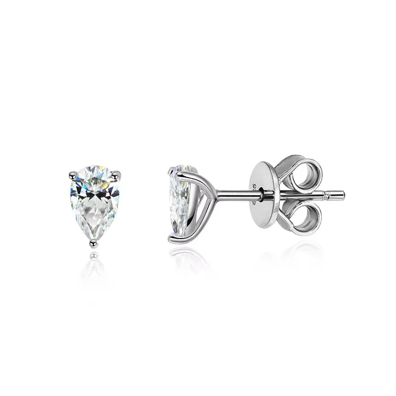 Luxury Pear Cut Certified Moissanite Stud Earrings for Women 100% 925 Sterling Silver Plated