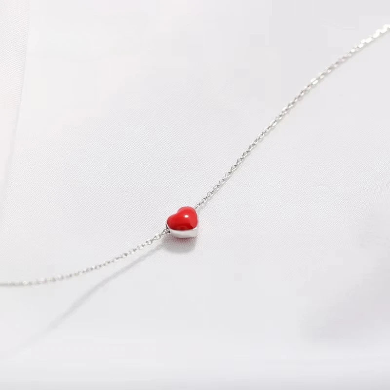 Elegant 925 Sterling Silver Jewelry Heart Choker Necklaces for Women