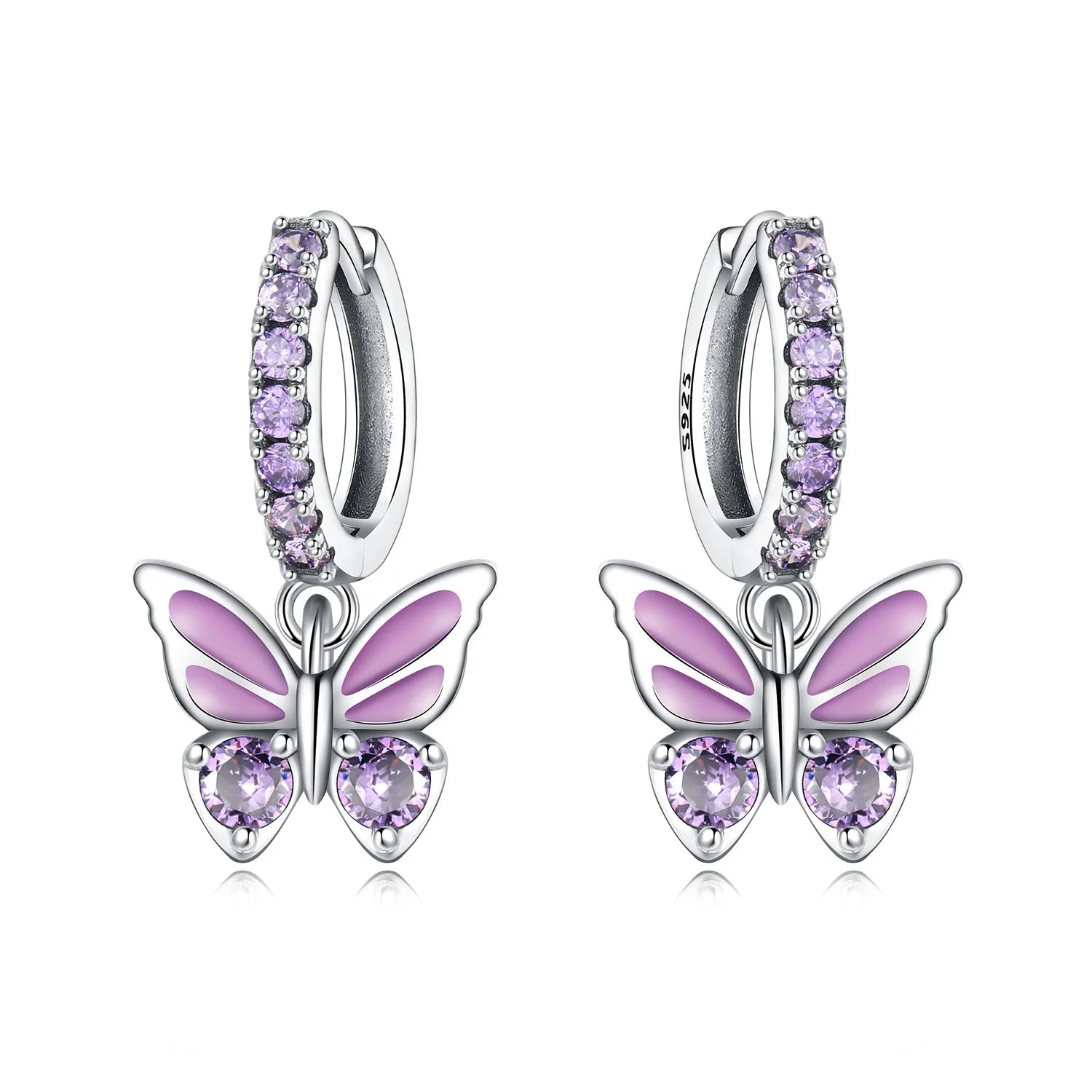 Original S925 Sterling Silver Zirconia Butterfly Gradient Dragonfly Earrings