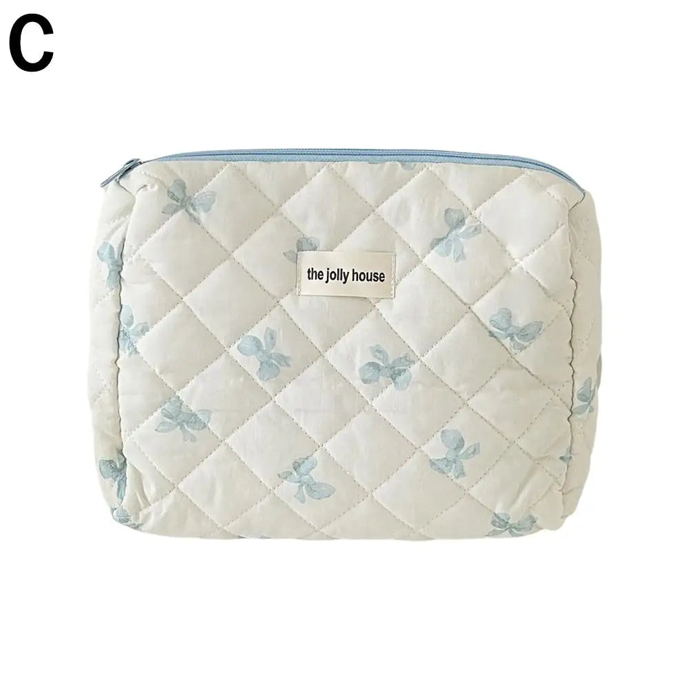 Quilted Makeup Bag 3 Sizes Floral Toiletry Cosmetic Pouch Makeup Organizer
