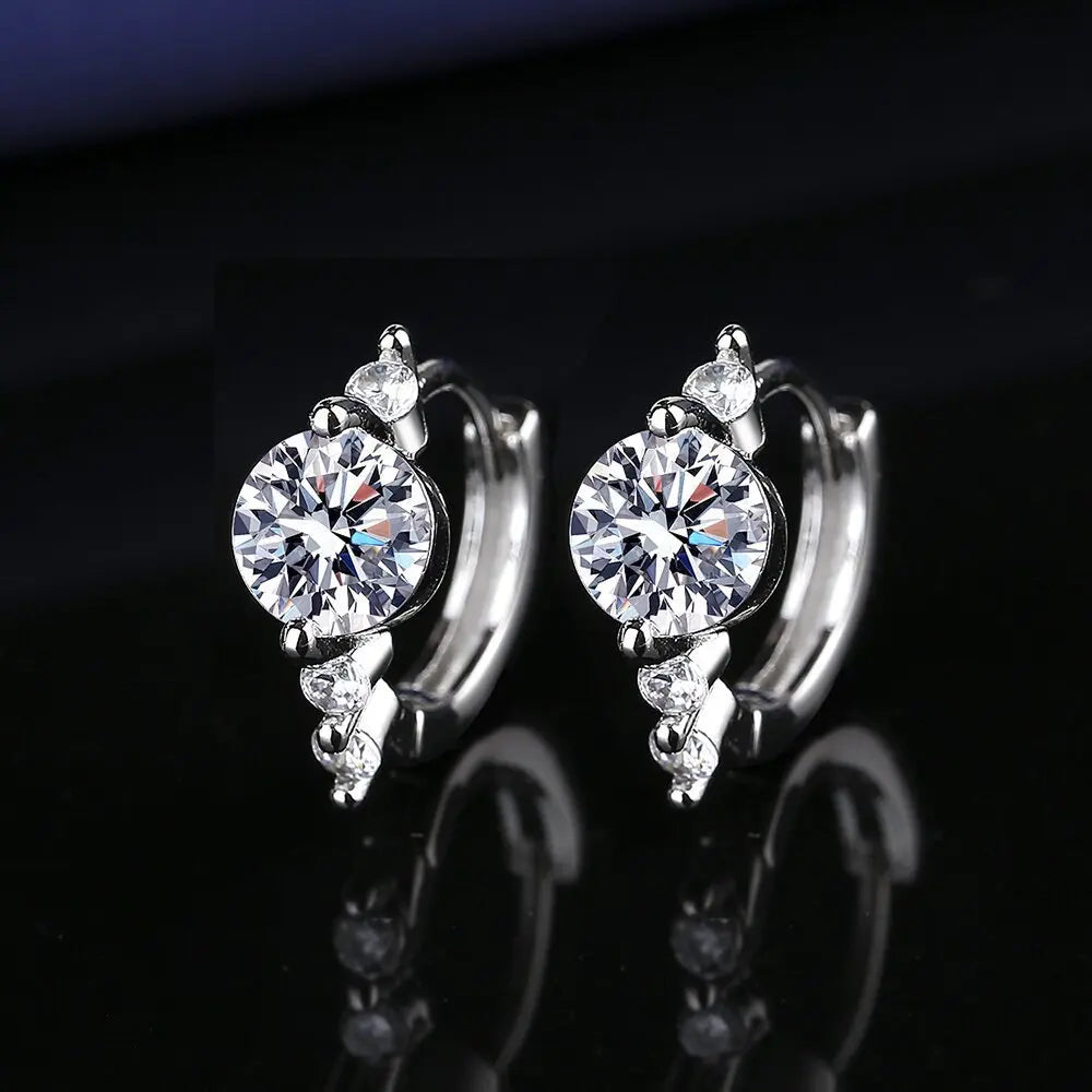 Luxury 925 Sterling Silver Earrings  High Quality White Zircon Earrings