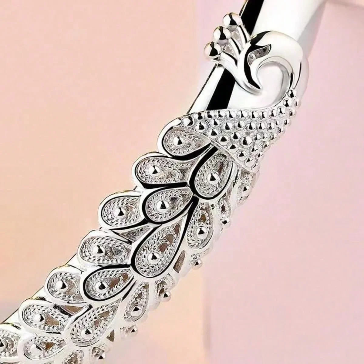 Elegant Peacock Spread Bracelet - Luxurious Designer Women's Open Bracelet