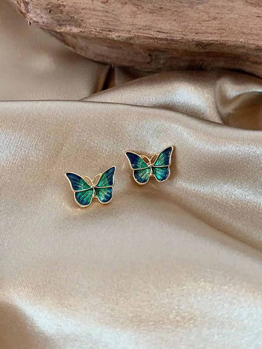 Cute Butterfly Design Stud Earrings For Women Fashion Enamel Jewelry
