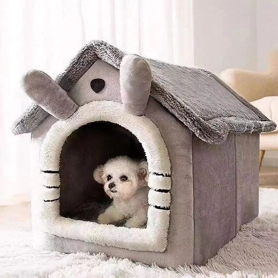 Dog House Style Bed - Removable Washable Pet Bed for Small Dogs