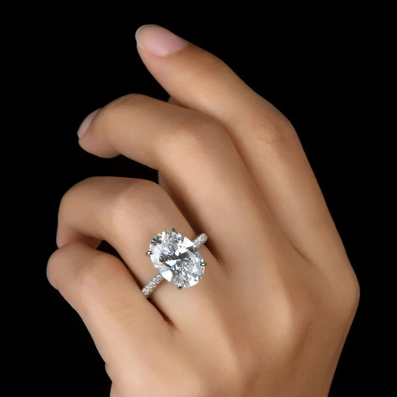 New 925 Sterling Silver Oval 4ct Lab Diamond Ring