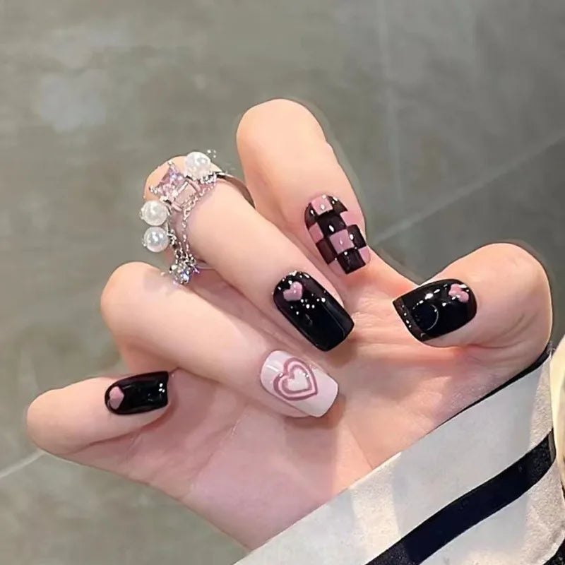 24Pcs French Tip Handmade Press On Nails Minimalist Solid Color Fake Nails Medium Square Full Cover Press On Nail Tips
