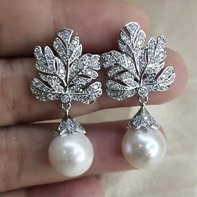 925 Sterling Silver Leaf Pendant Earrings for Women