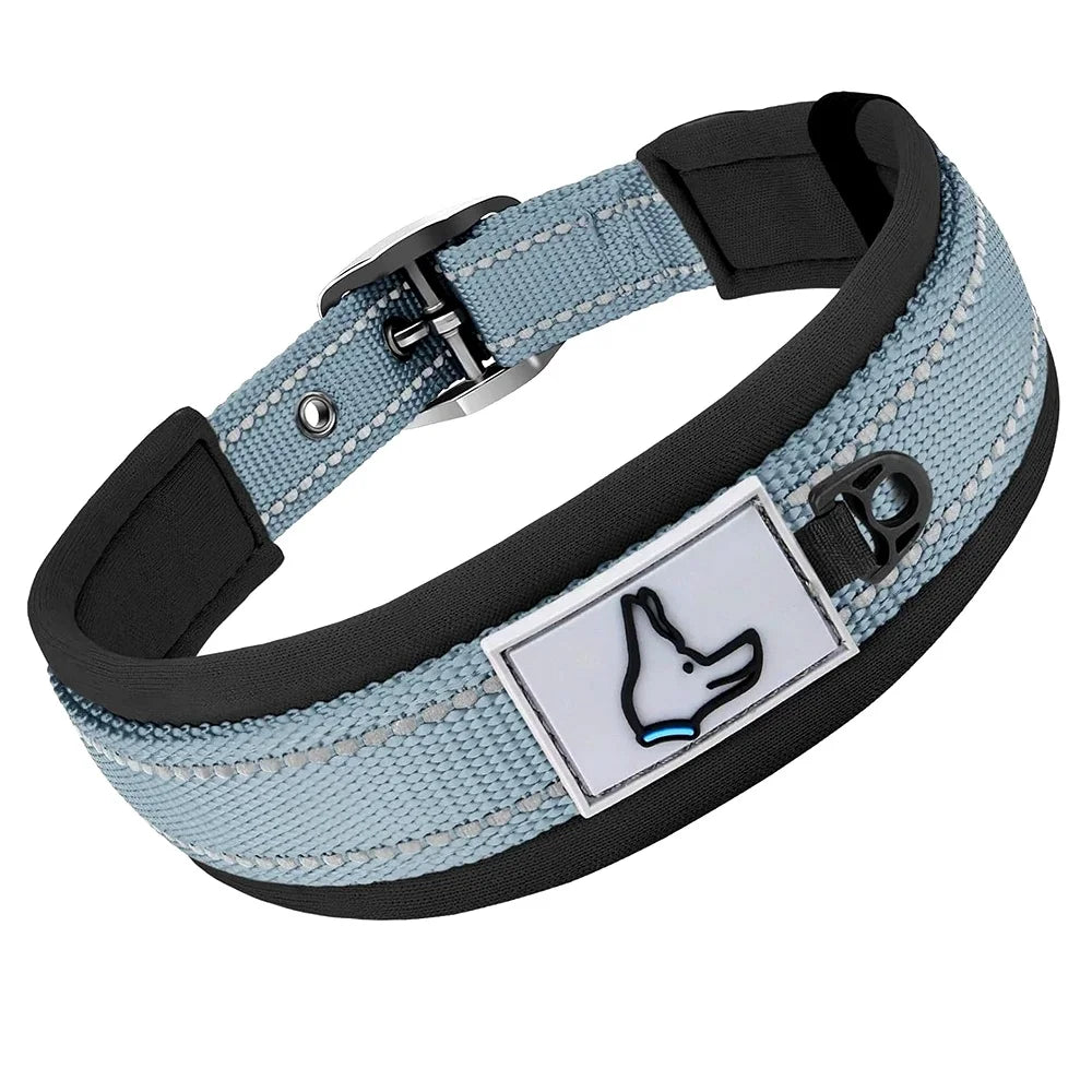 Padded Dog Collars for small Medium large Dogs Reflective Wide Pet Collars Adjustable Heavy Duty Nylon Neoprene Dog Collar