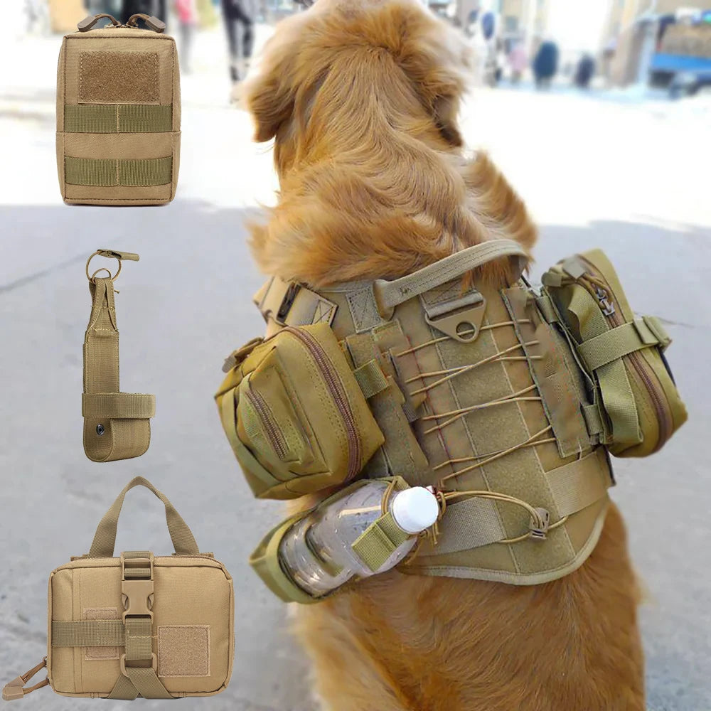 Dog Tactical Bags Set Molle Pouches Belt Attaching on Harness Sticker Military Dog Training Bags For Large Dogs