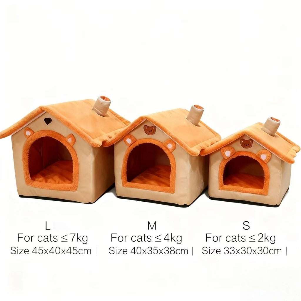Dog House Style Bed - Removable Washable Pet Bed for Small Dogs