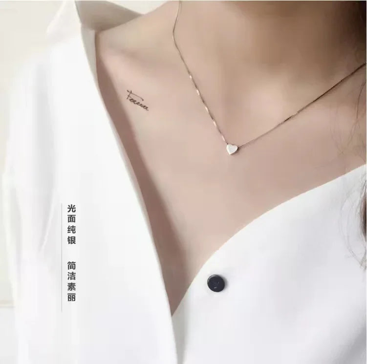 Popular 925 Sterling Silver Heart Necklace For Women Fine Jewelry