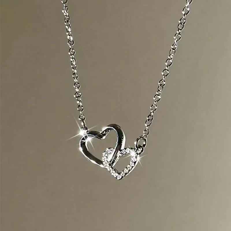 New Fashion Simple Silver Color Love Heart Pendant Necklace