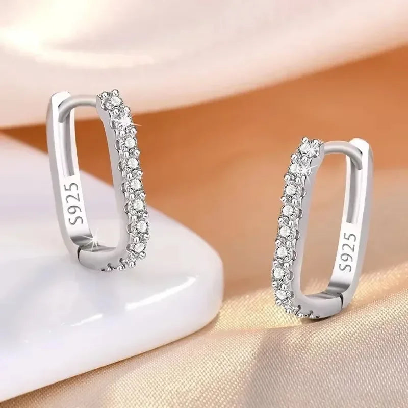 Original designer 925 Sterling Silver Elegant Crystal Jewelry Fashion Zircon Circle Hoop Earrings for Woman