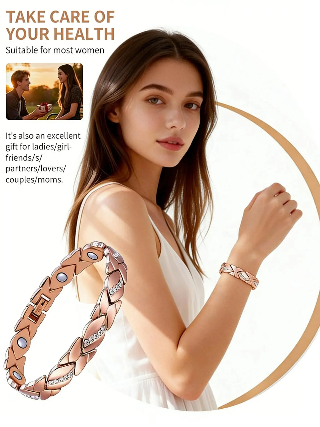 Copper Bracelet for Women, 99.99% Solid Pure Copper Megneetic Arthritis, Effective Neodymium Lympunclog, Titanium Steel Bracelets
