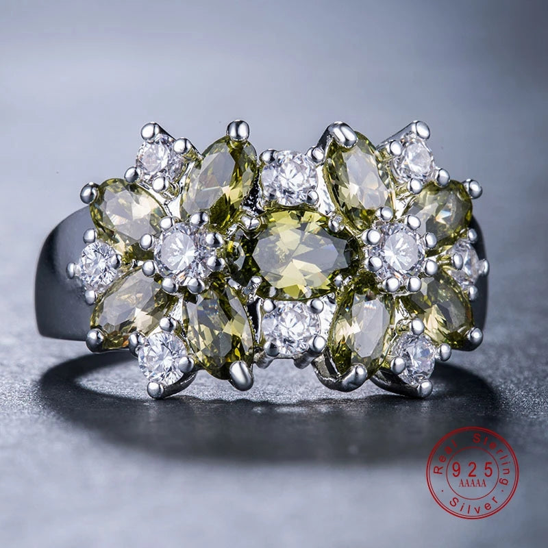 Pure Sterling Sparkling 925 Silver Rings for Women CZ Crystal