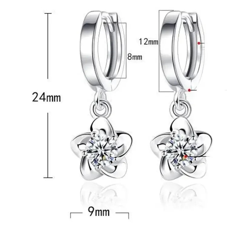 925 Sterling Silver Earrings Jewelry High Quality Retro Simple Purple White Zircon Earrings