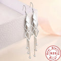 Fashion 925 Sterling Silver Long Earrings Diamond-Shaped