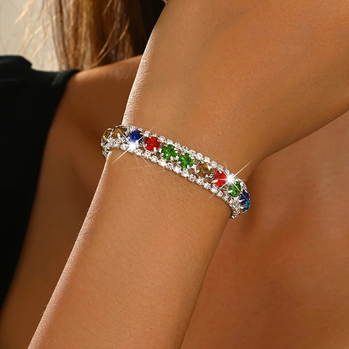 Fashion Shine Ladies Bracelet Colored Shine Rhinestone