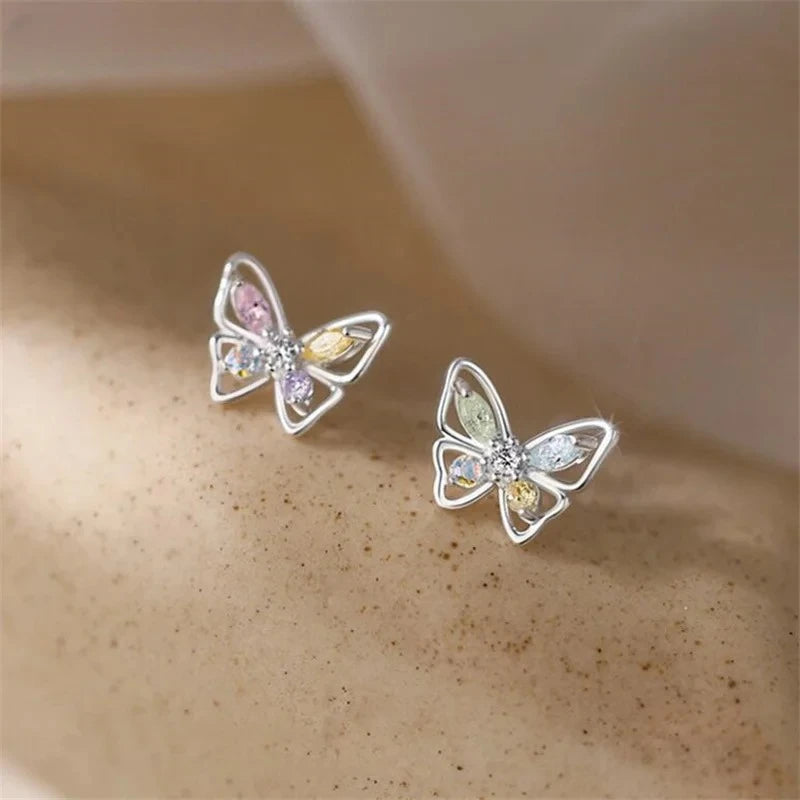 Uini-Tail Hot Selling New sterling silver Colored Butterfly Earrings