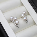 Real Silver 925 White Pearl Earrings Woman,Natural Freshwater Stud Earrings With Pearls
