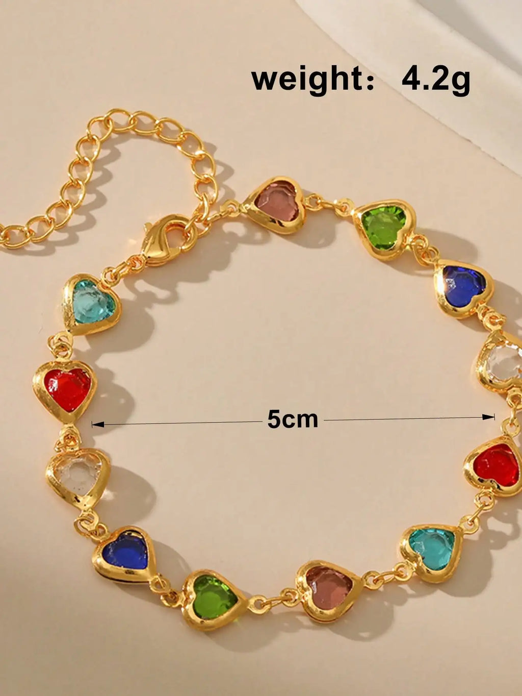 Colorful Shiny Cubic Heart Design Elegant Bracelet