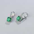 Silver Color Square Zircon Earrings for Women 925 Silver Needle Ear Buckles Earring