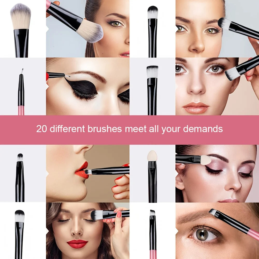 Makeup Brush Set 20Pcs Kit Soft Fluffy Eye Shadow Brushes Cosmetic Foundation Powder Highlighter Beauty Tool