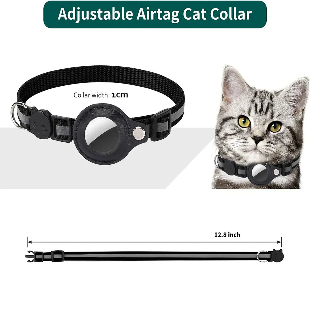 Cat / dog AirTag Holder Collar Breakaway Reflective Strips Adjustable Kitten Collar Waterproof