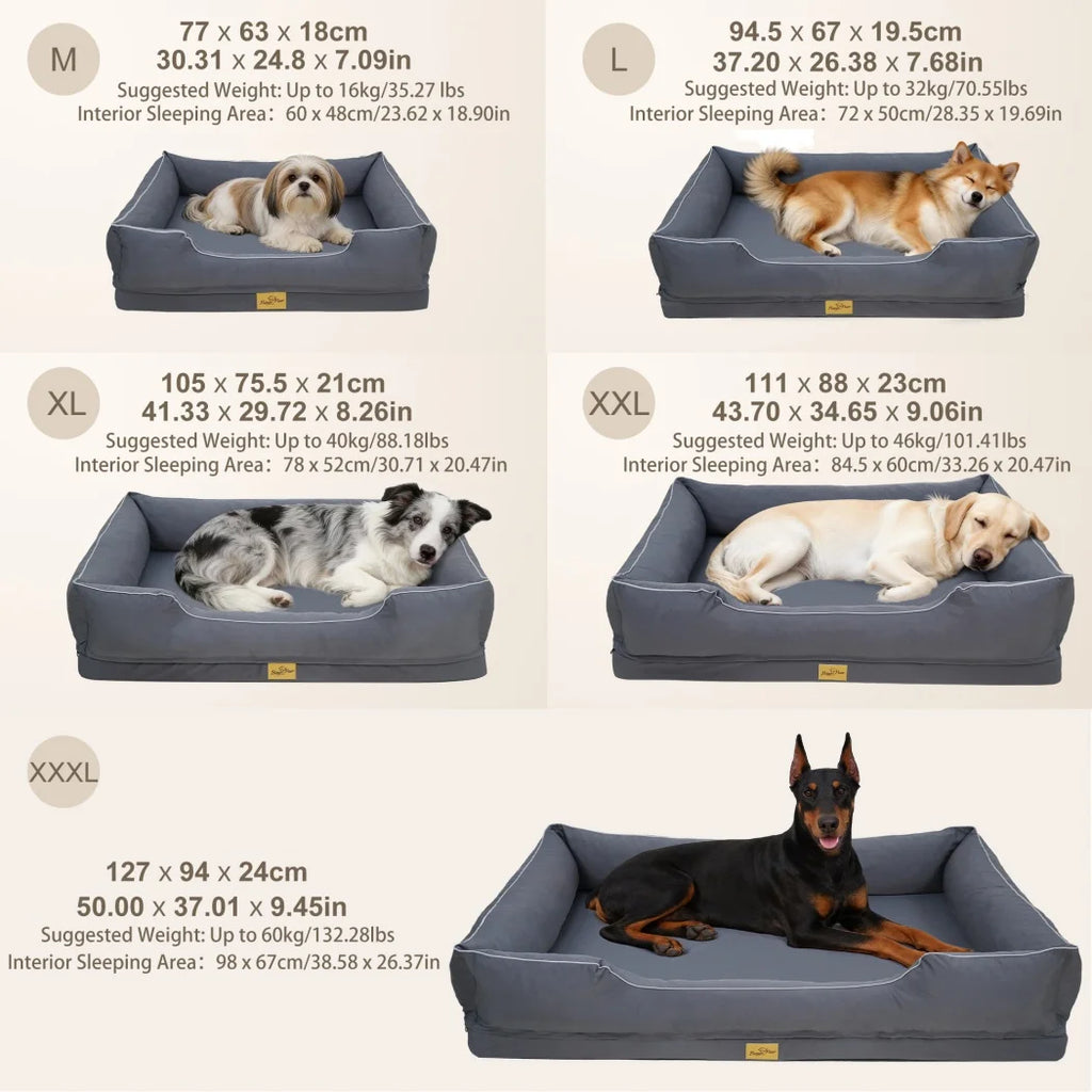 Large Orthopedic Dog Bed Pet Sofa with Bolster Washable Removable Cover and Non-Slip Bottom