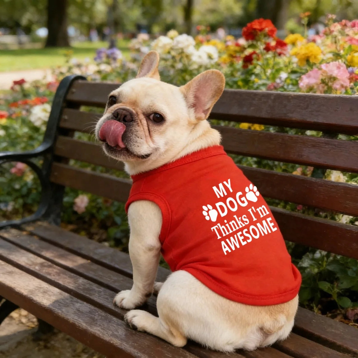Classic letter printed pet vest, "MY DOG Thinks I'm AWESOME" multi-color pet T-shirt