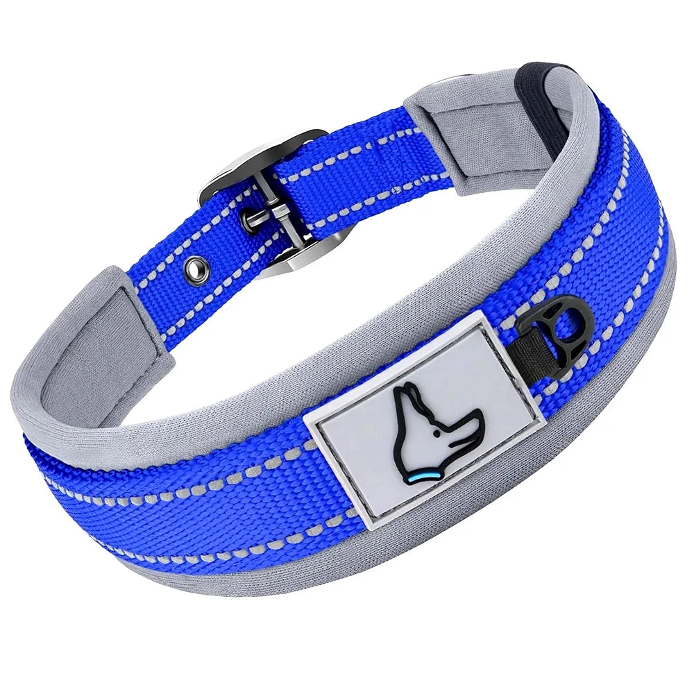Padded Dog Collars for small Medium large Dogs Reflective Wide Pet Collars Adjustable Heavy Duty Nylon Neoprene Dog Collar