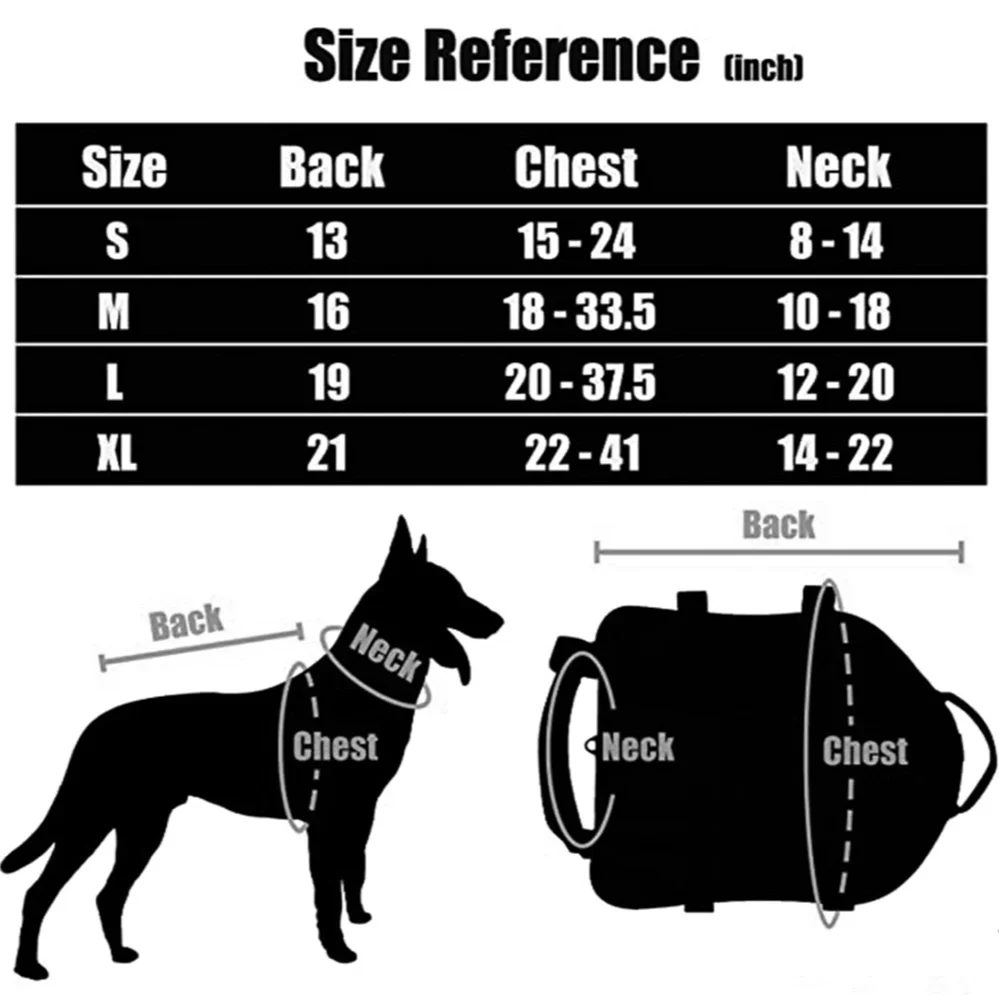 Large Dog Tactical Harness & Leash with MOLLE Pouches Military Vest with Handle