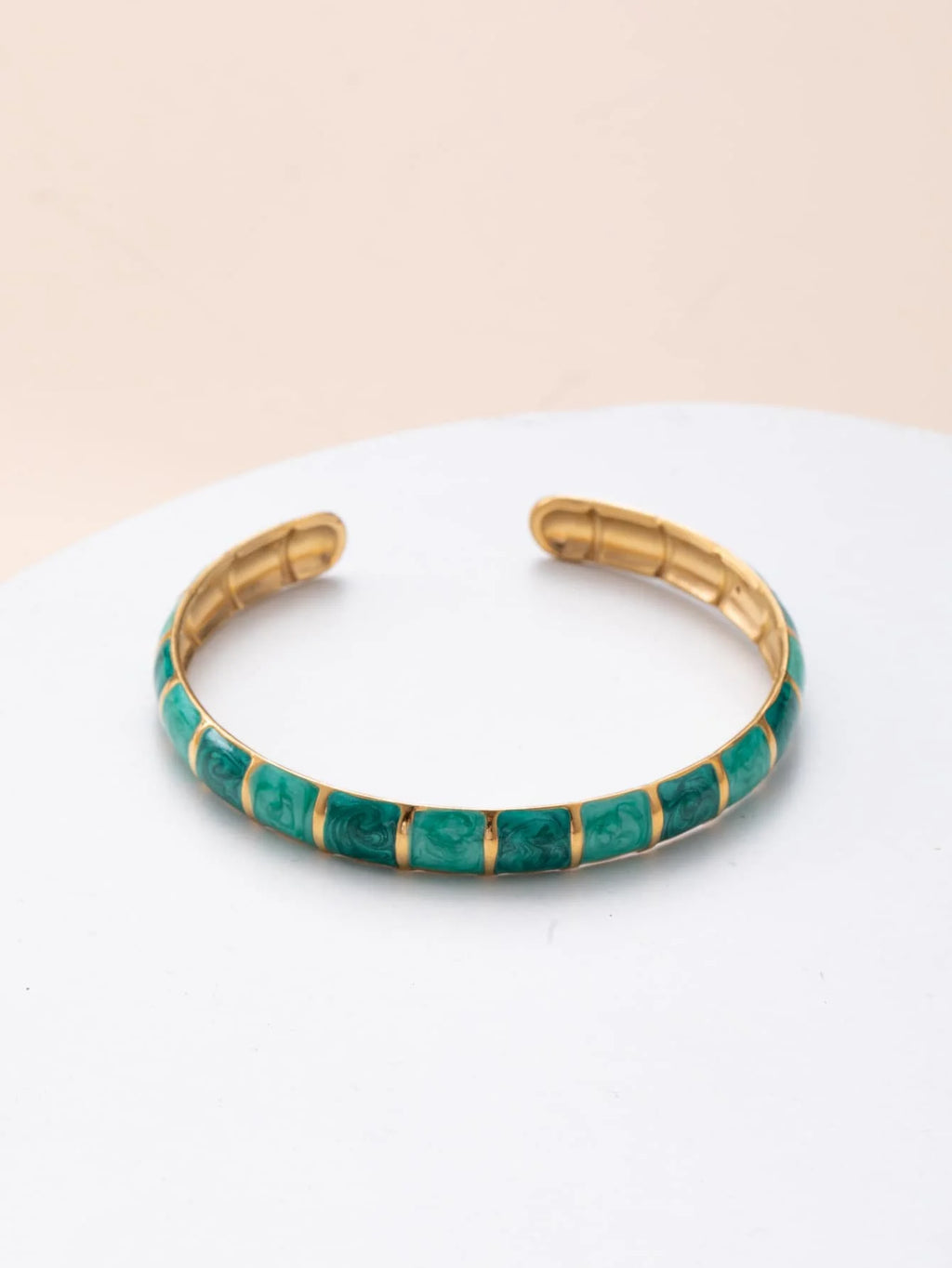 Fashion Stainless Steel Baroque Style Colorful Open Bangle Bracelet