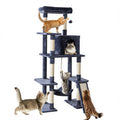 63In Cat Tree Tall Multi-Cat Climbing Tower Natural Sisal Scratching Posts Stable