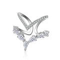 925 Sterling Silver Irregular Double Layer Zirconia Ring For Women Resizable Rings
