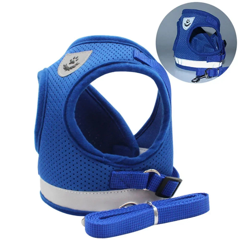 Cat Harness Lead Leash Set Adjustable Reflective Escape Proof Pet Mesh Vest Harness